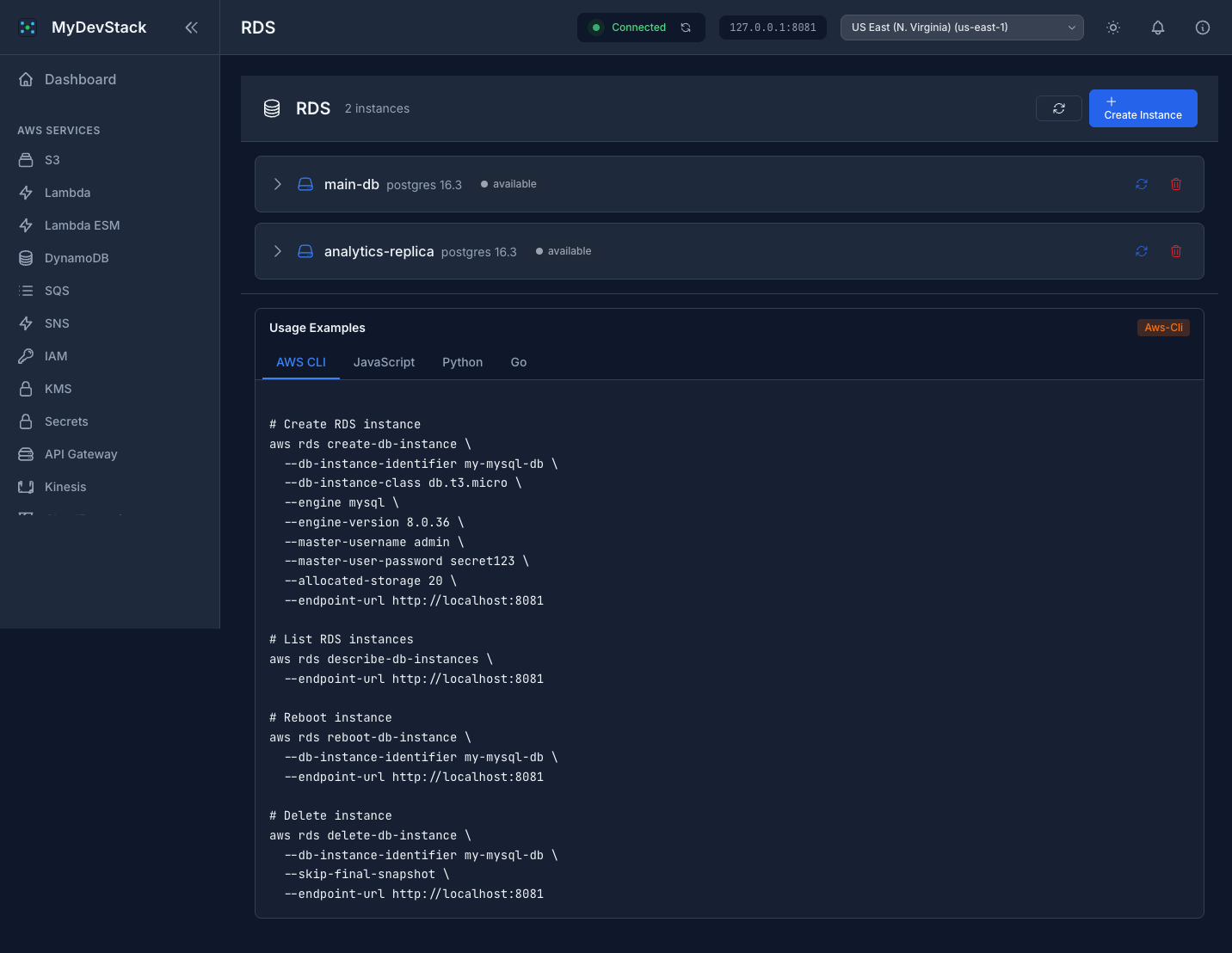RDS instances